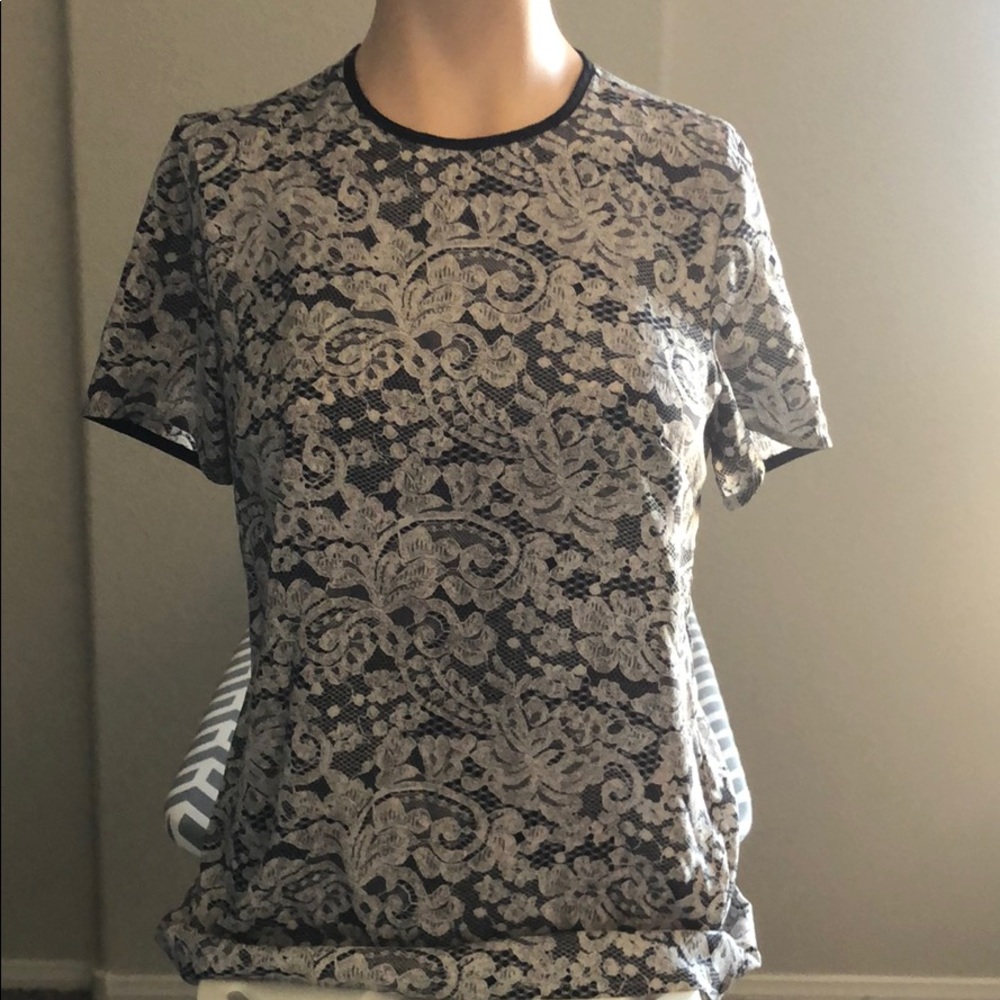 DKNY mock lace shirt